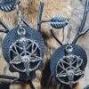 Black and Steel Baphomet Earrings