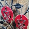 Red Luciferian Skull Earrings - Image 2