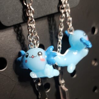 Blue Axolotl with Knives Earrings