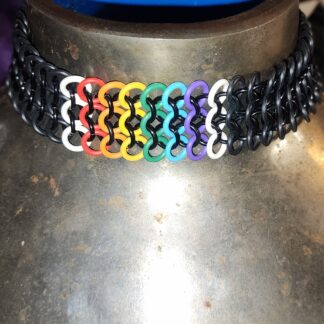 Rainbow and Black Stretchy Choker