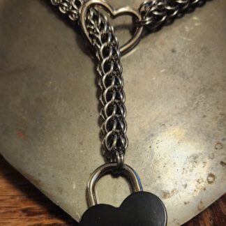 Black Heart Padlock Slip Choker