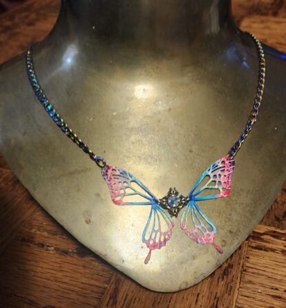 Pink Butterfly on Rainbow Necklace - Image 5