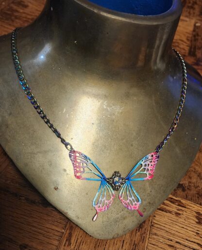 Pink Butterfly on Rainbow Necklace - Image 6