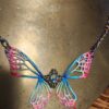 Pink Butterfly on Rainbow Necklace