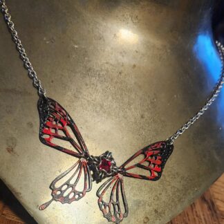 Fiery Red Butterfly Necklace