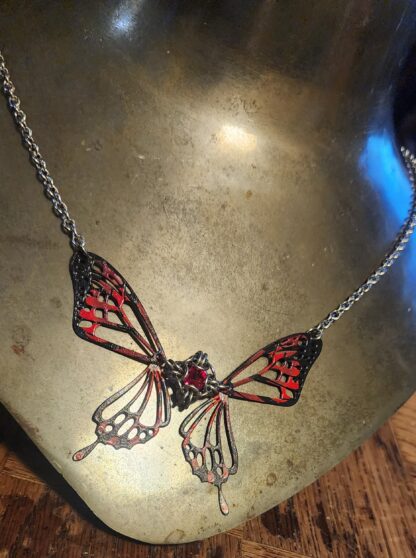 Fiery Red Butterfly Necklace