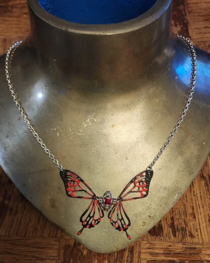 Fiery Red Butterfly Necklace - Image 3