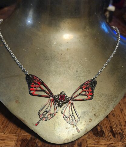 Fiery Red Butterfly Necklace - Image 2