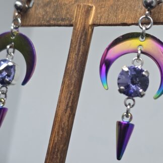 Rainbow with Amethyst Moon Earrings