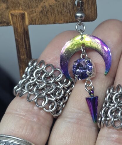 Rainbow with Amethyst Moon Earrings - Image 5