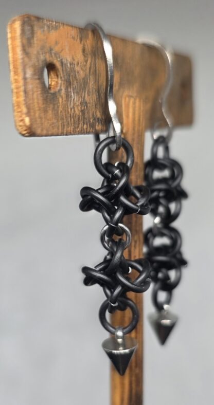 Spiked Black Octic Earrings - Image 3